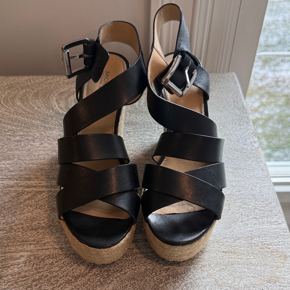 Michael Kors Black Wedge Sandals